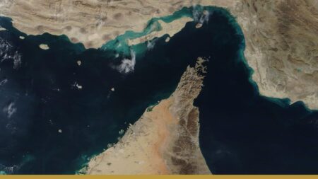 Satellite view of the Strait of Hormuz